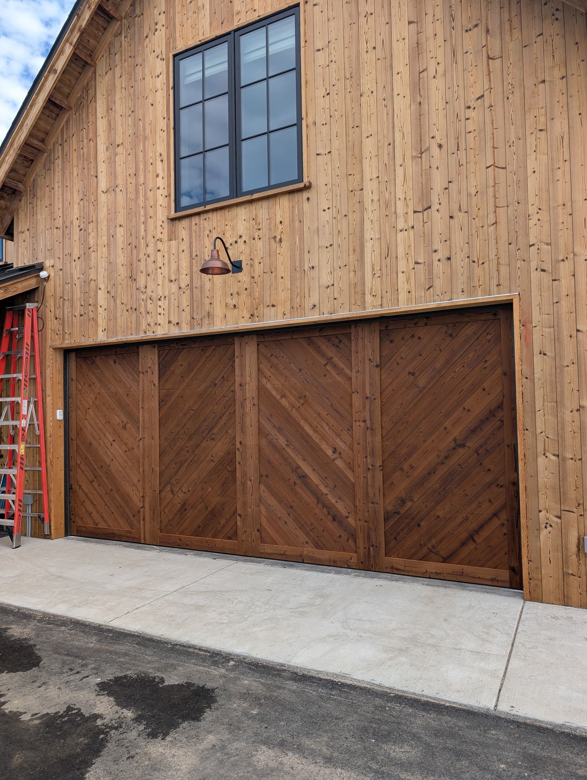 Custom Herringbone Garage Doors with Rustic Charm image