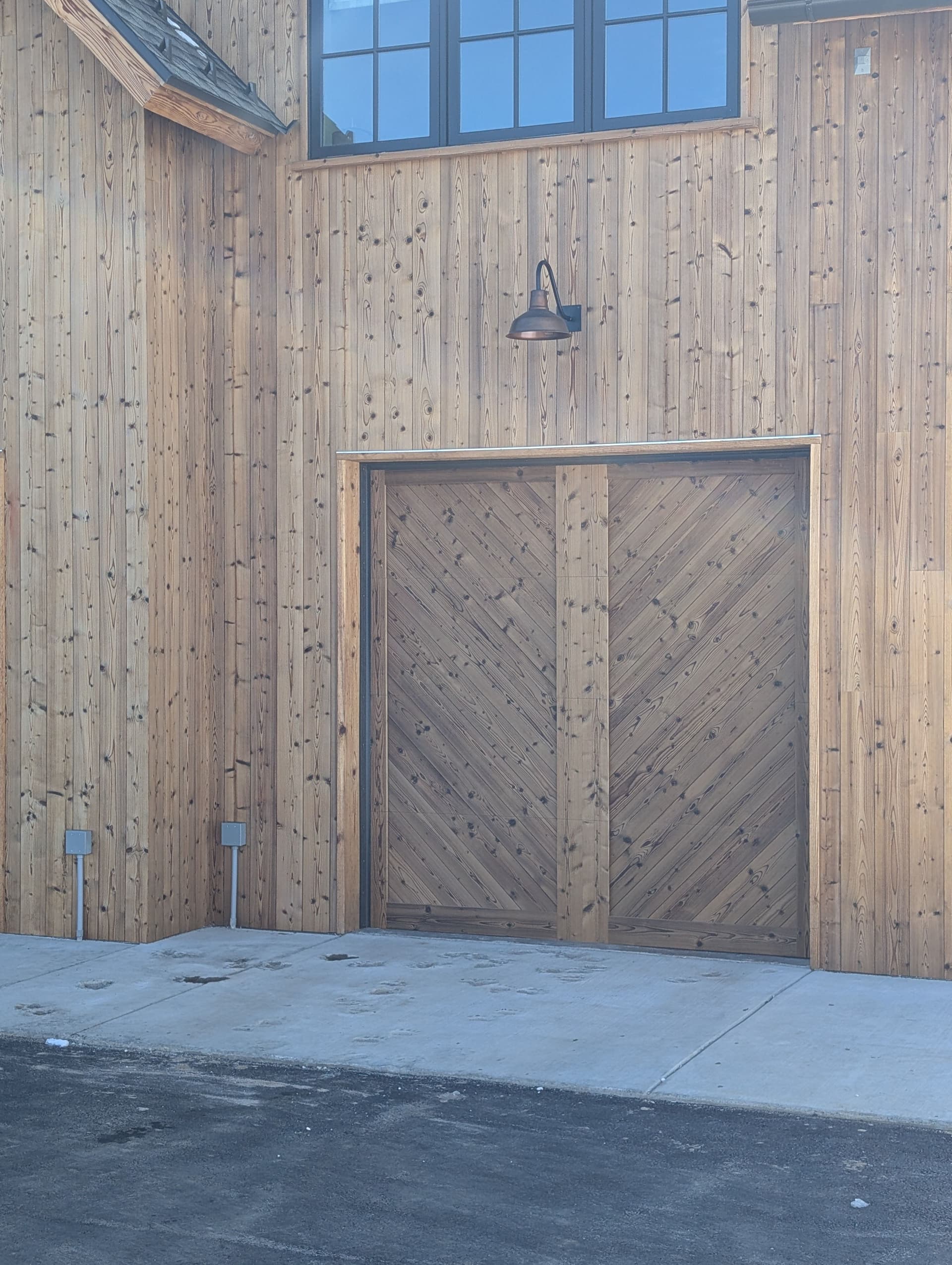Gallery photos for Custom Herringbone Garage Doors with Rustic Charm: Image #1